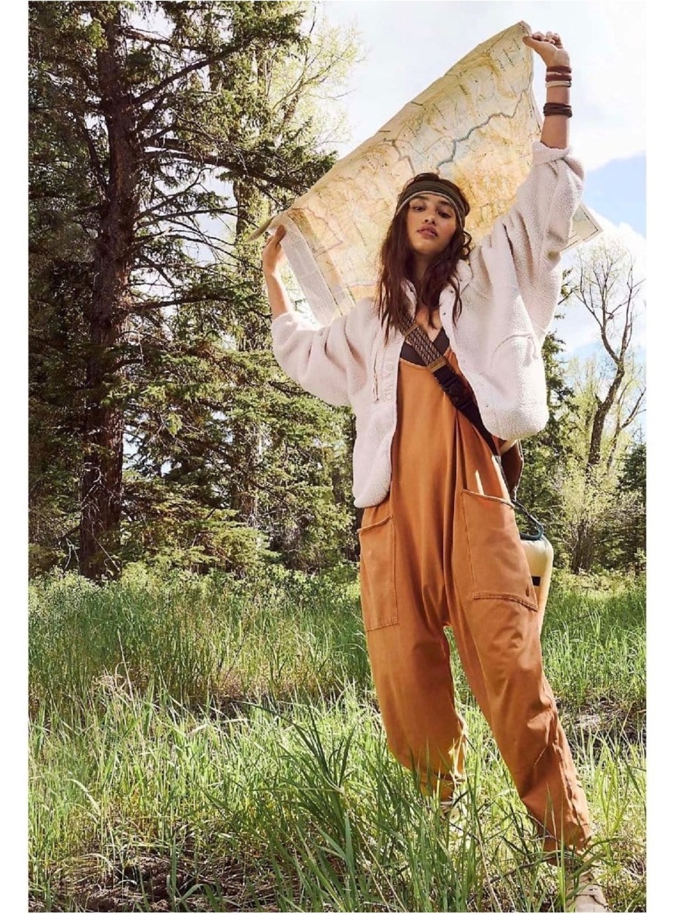 Free People FP Movement Jumpsuit Romper Hot Shot Boho Tan Khaki Small S